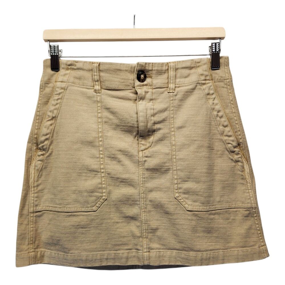 Faherty Stretch Surplus Cotton Blend Tan Mini Skirt SIZE 8